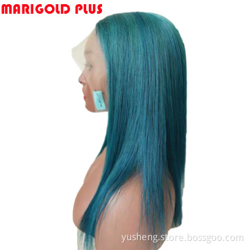 straight hair wig with blue color
